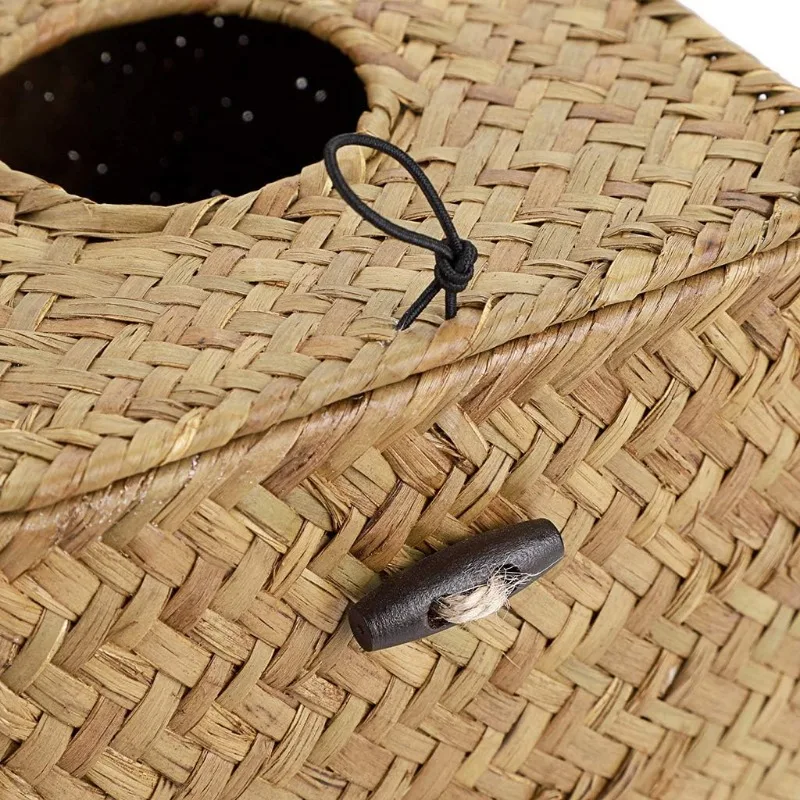 Square Seagrass Car Tissue Box Holder with Lid Woven Rustic Decor - view 6