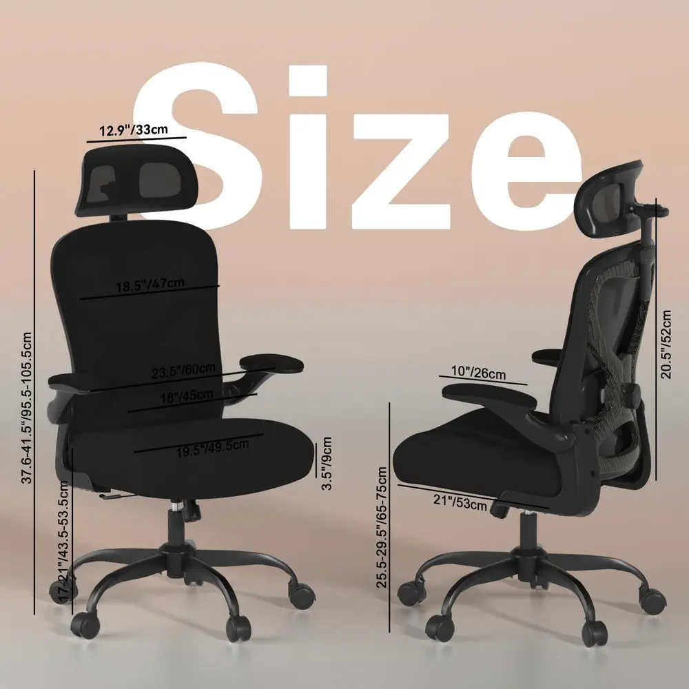 

Chair for Back amp Neck Pain Relief, Virgin Foam Seat, 2D Adjustable Lumbar amp 3D Headrest, FlipUp Armrests, Tilt amp Rock for