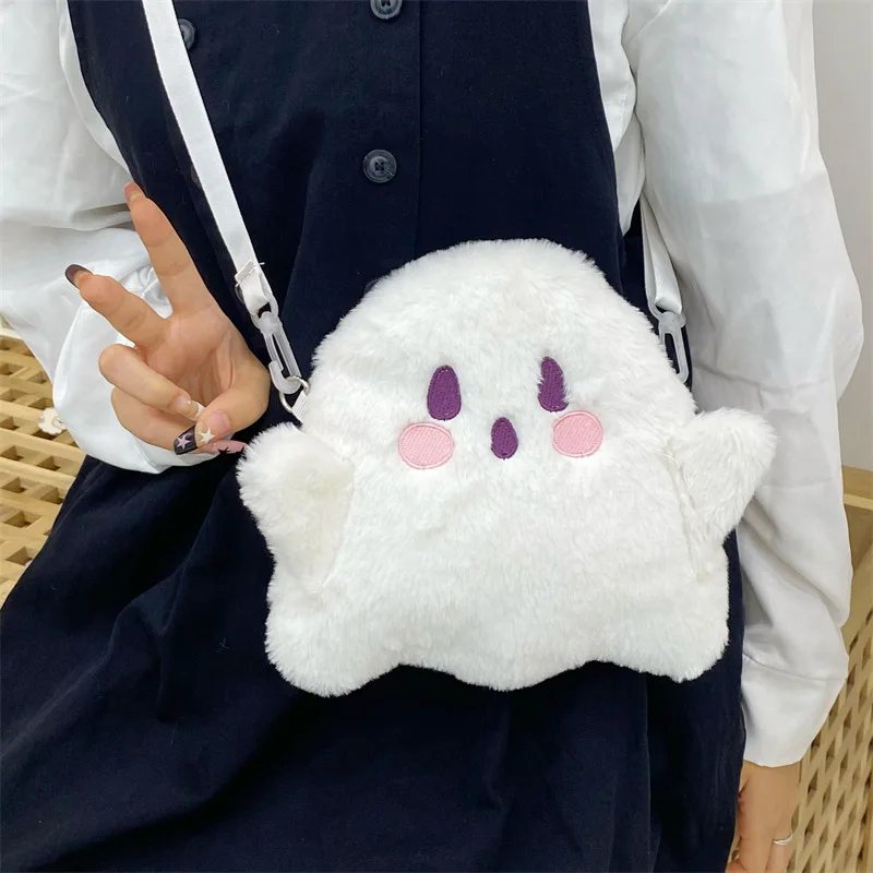 

Cute Crossbody Bags Cartoon Ghost Design Women's Bag Solid Color Shoulder Bag Female Lovely Novelty Bag for Girls