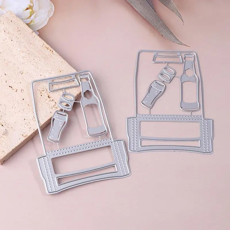 قوالب القطع المعدنية على شكل زجاجة البيرة - استنسل دقيق لسكرابوكينغ وصناعة البطاقات وزينة ألبوم الصور