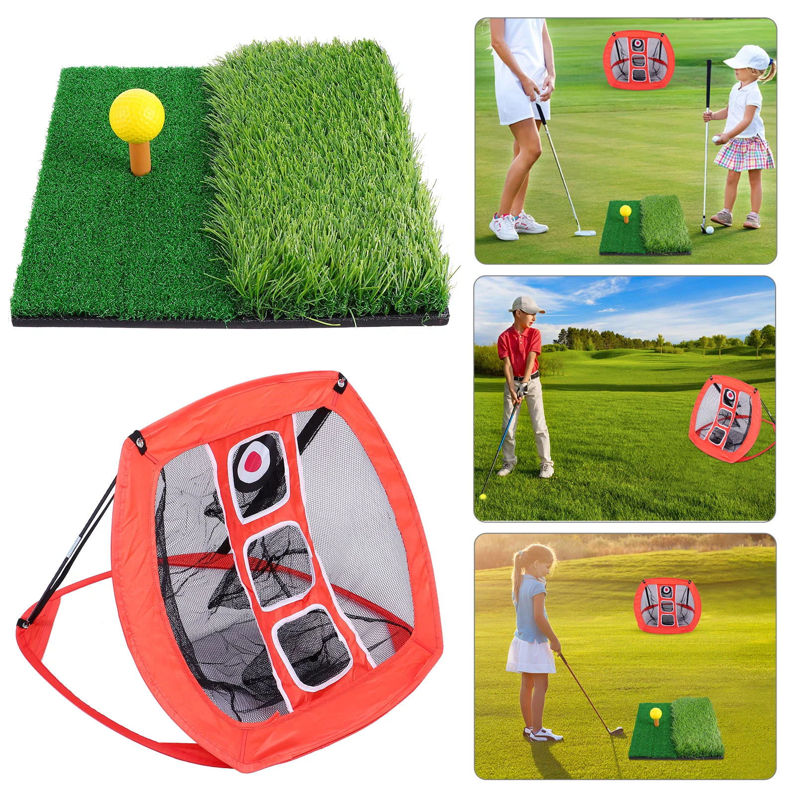 

Golf Practice Set Indoor Net Training Aids Outdoor Mats Square Mini Sports Nylon