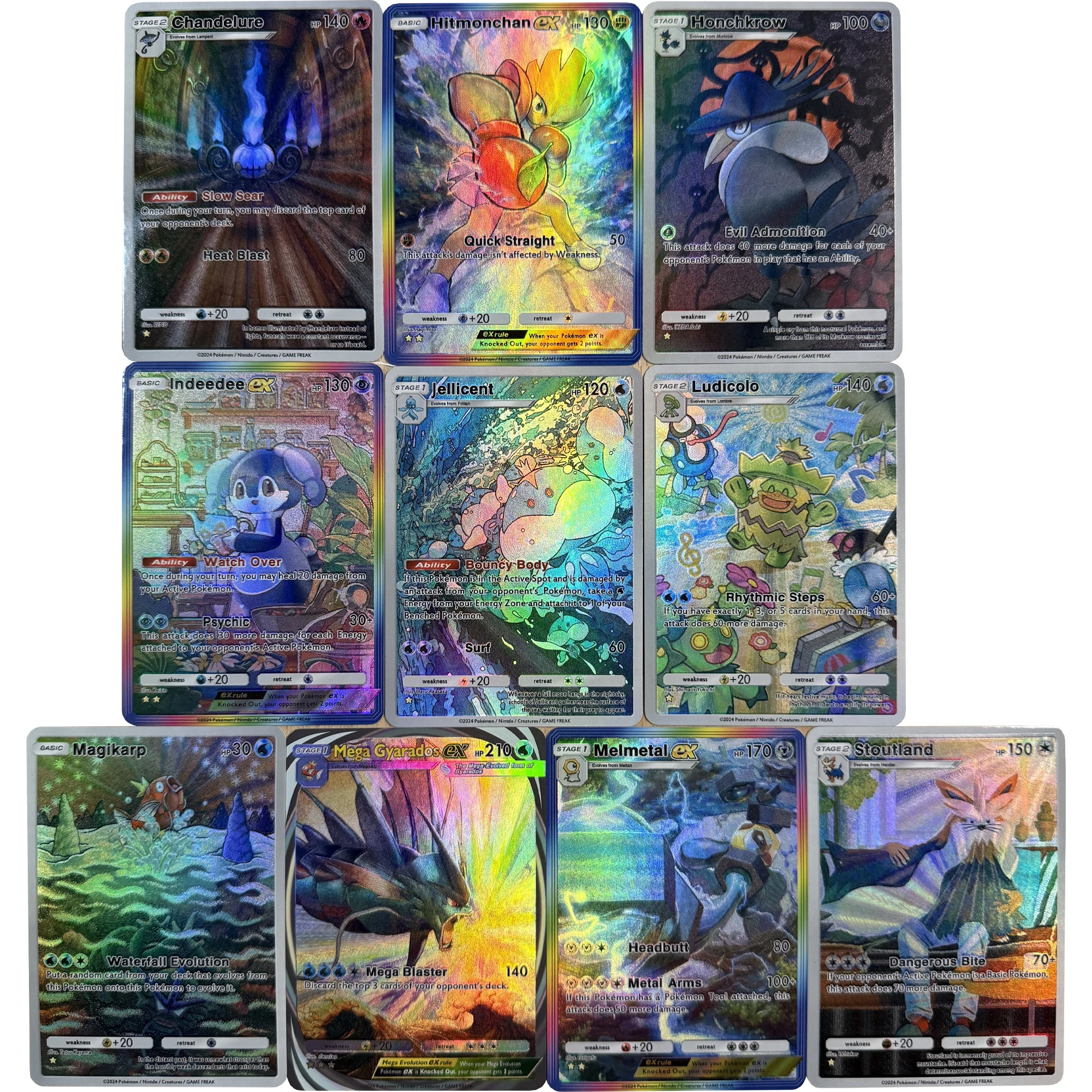10 Teile/satz PTCG POCKET Serie Englisch Gyarados Magikarp Hitmonchan Textur Flash Karte Klassisches Spiel Anime Sammlung Karten