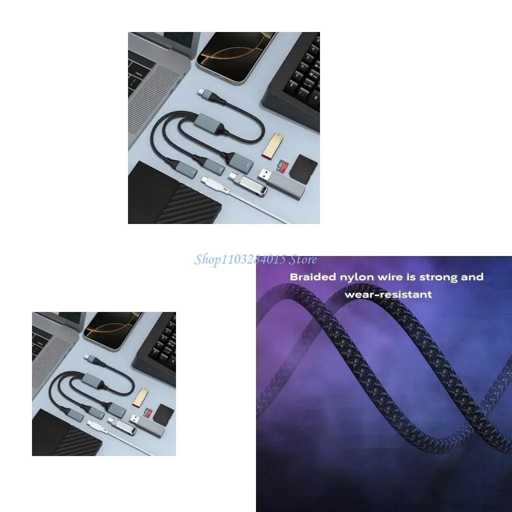 

R6FF 60W USB C Splitter Cable for Efficient Charging and Data Transfer on the Go