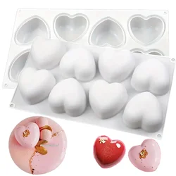 8 Heart Valentine's Day Mousse Cake Pastry Mold French Dessert Silicone Mold Chocolate Jelly Baking Tools Cake Decorating Tool