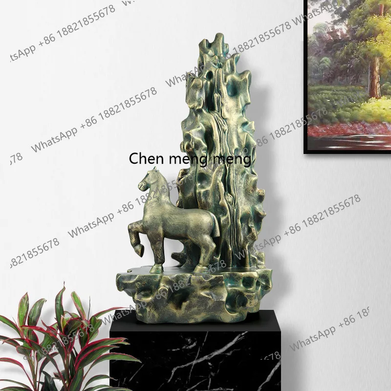 

Ornament, living room entrance, home jewelry, antique bronze, lucky resin handicraft horse