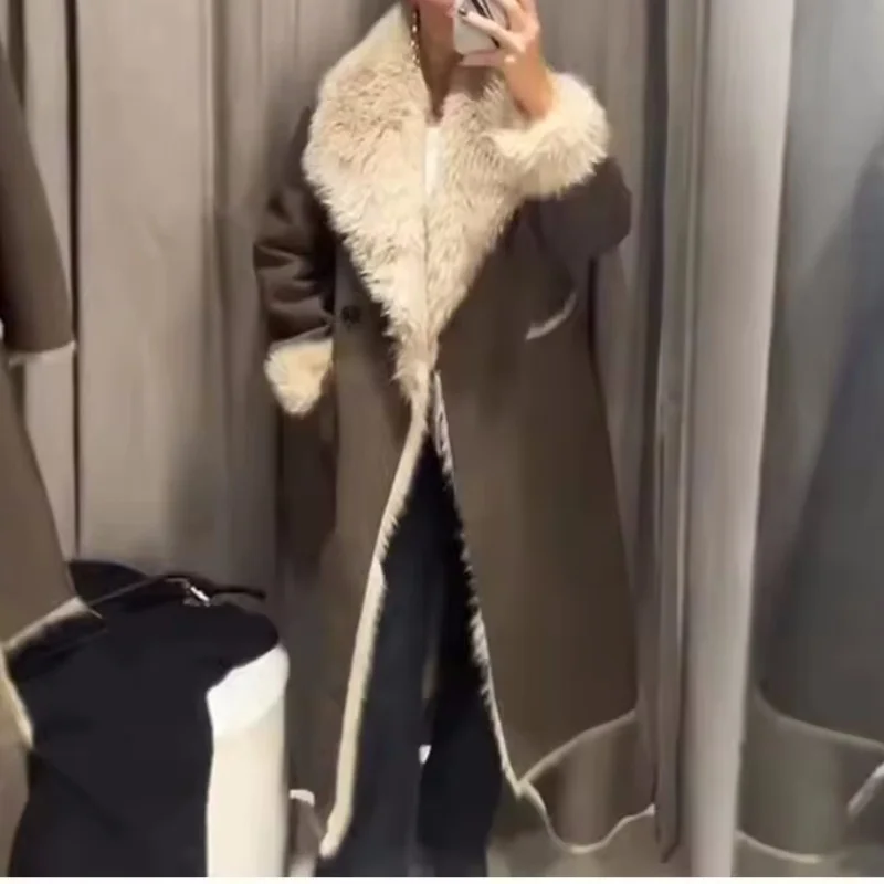 Guobioziy 2026 Women's New Double-Sided Long Coat Jacket Fashionable and Versatile Elegant and Stylish Casual and Graceful
