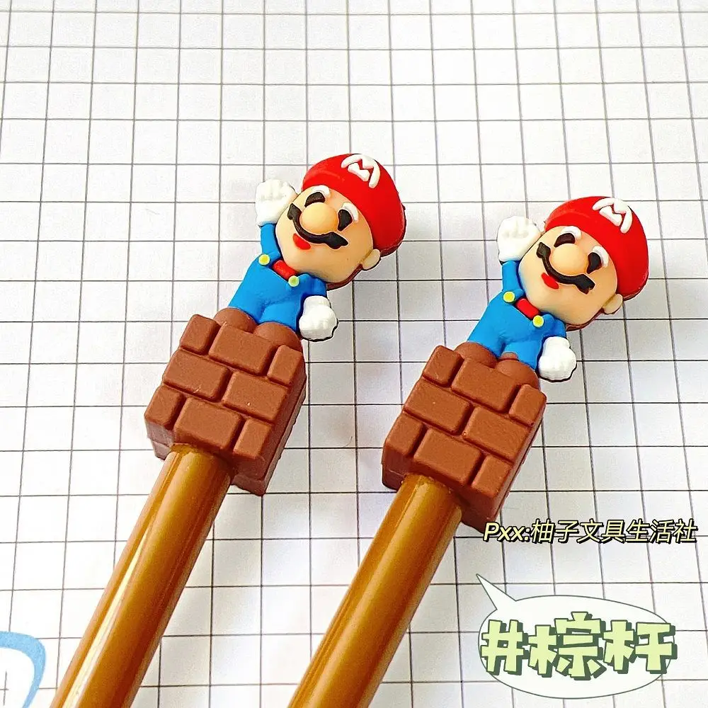 

6/48pcs Super Marios Bro Creative Gel Pen Patch Press Pen 0.5mm Black Carbon Pens Student Exam Signature Pens Stationery Gift