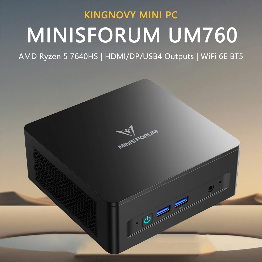 MINISFORUM DeskMini UM760 тонкий мини-ПК AMD Ryzen 5 7640HS, небольшой ПК HDMI/DP/USB4 выходы 2,5G LAN, небольшой форм-фактор WiFi 6E BT5