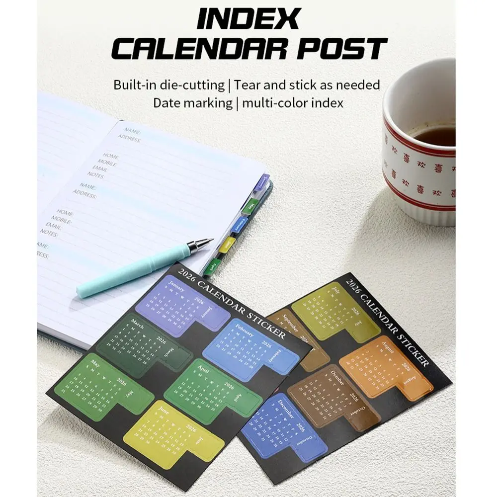NEW DIY 2026 Calendar Stickers Colorful Durable Planner Stickers Multi-functional Removable Notebook Remarks Office