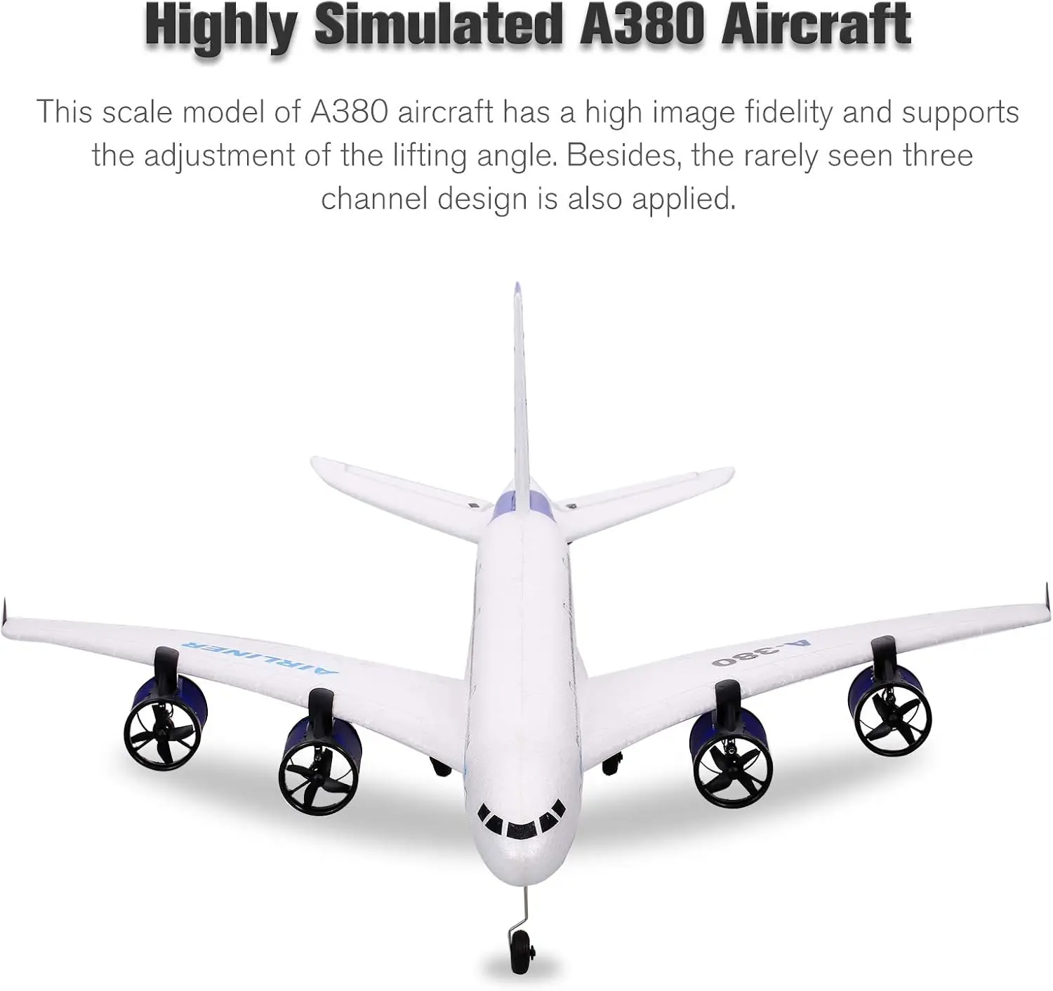 A380 RC Airplane, 2.4G 3CH Remote Control Airplane, Easy to Fly RC Plane for Beginner, EPP Foam Fixed Wing Aircraft Glider Model