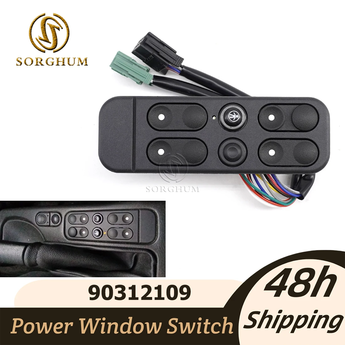 SORGHUM-interruptor maestro de energía eléctrica para ventana, botón regulador de Control de elevalunas para Opel Vectra A 1988-1995, 90312109,