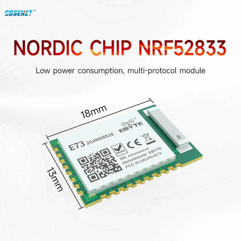 NRF52833 BLE 5.1 modulo RF 2.4GHz filettatura a rete ZigBee 8dBm cdsend E73-2G4M08S1E per ricevitore ricetrasmettitore Wireless UAV Smart Home