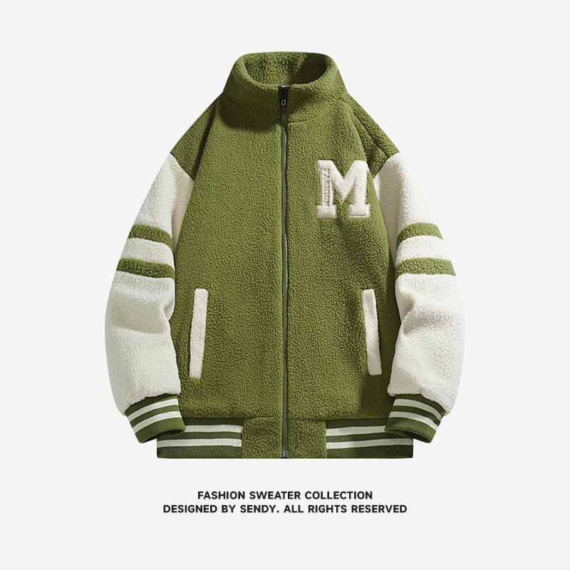 

Новая морозостойкая куртка из овечьей шерсти для мужчин и женщин, модная уличная куртка со стоячим воротником, толстая толстовка с капюшоном, шерстяная куртка