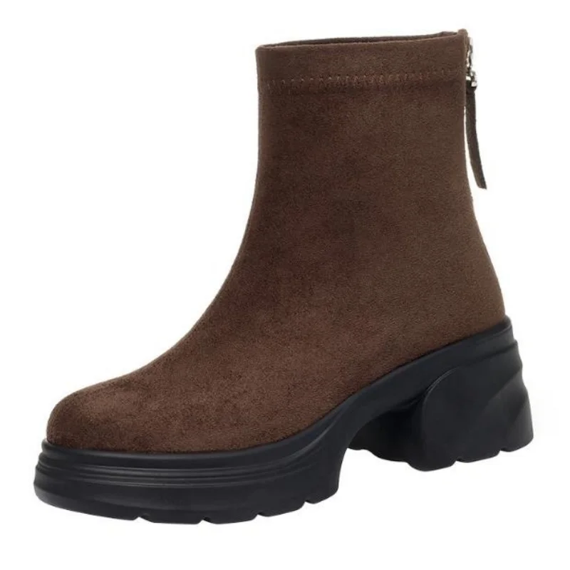 Plus Size Shoes for Women 35-41 Autumn Fashion Women Platform High Heel Non-slip Comfortable Ankle Boots Casual Women Footwear