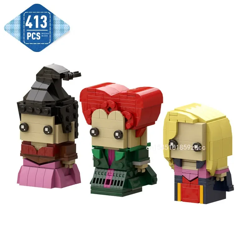 MOC Hocus Pocused Action Figures Winifred Mary Sarah BrickHeadzs Building Blocks Movie Witch Three Sisters Bricks Toys Xmas Gift