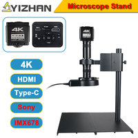 215X Zoom C-mount Lens Digital Microscope for Electronics Metal Middle Base Industrial HD Camera Ring Light for Phone PCB Repair
