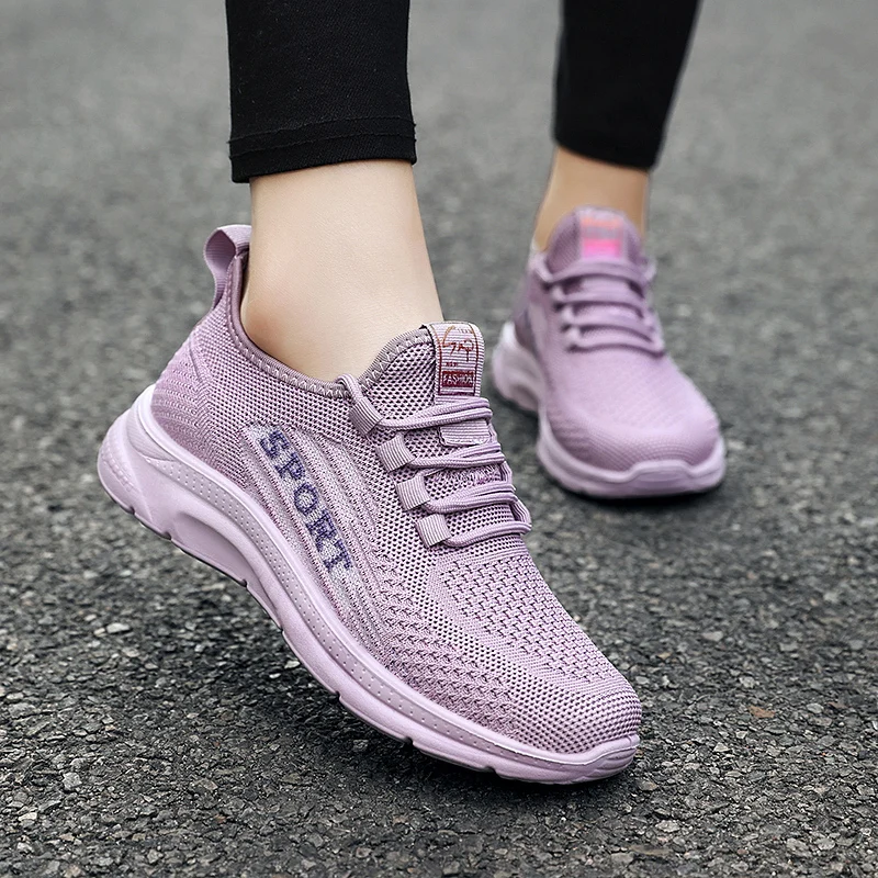 Women's Sport Shoes 2022 Spring Trend Elegant Flats Breathable Knit Luxury Brand Woman Sneakers Tennis Female Ladies Sneakers