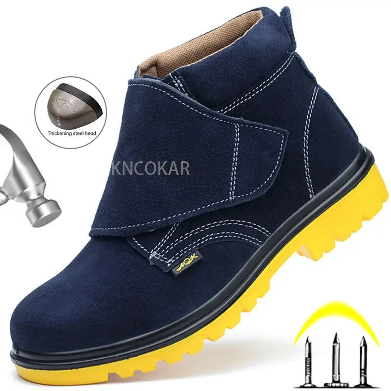 Men Safety Shoes Steel Toe Work Boots Anti-smashing Safety Boots Men Construction Welding Shoes Work Shoes Male Security Boots