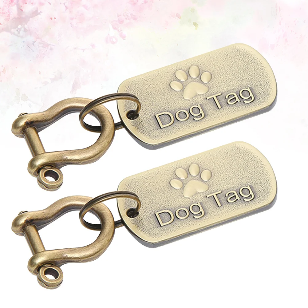 

2Pcs Stainless Steel Pet Tags Dog Id Hanging Set with Letter Design Bronze Cute Stylish Pet Name Tag for Cats Dogs Small Animals