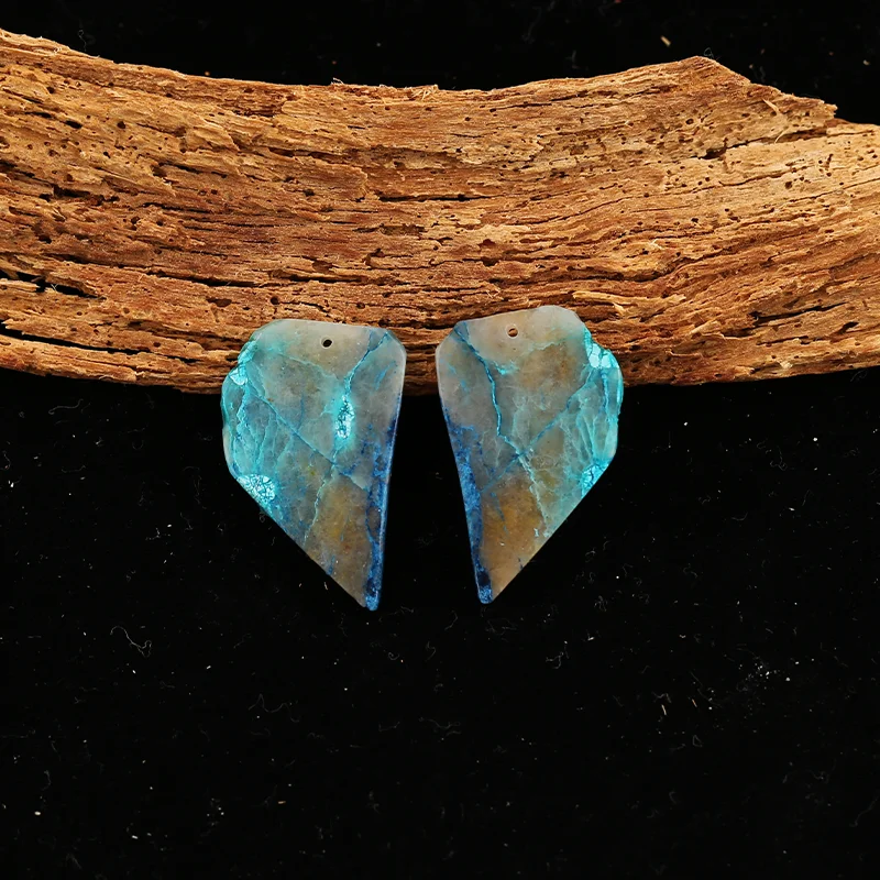

B&F Blue Opal Earring Beads for Jewelry Making, Handmade Natural stones beads, Polished Stones for jewelry Making Supplies