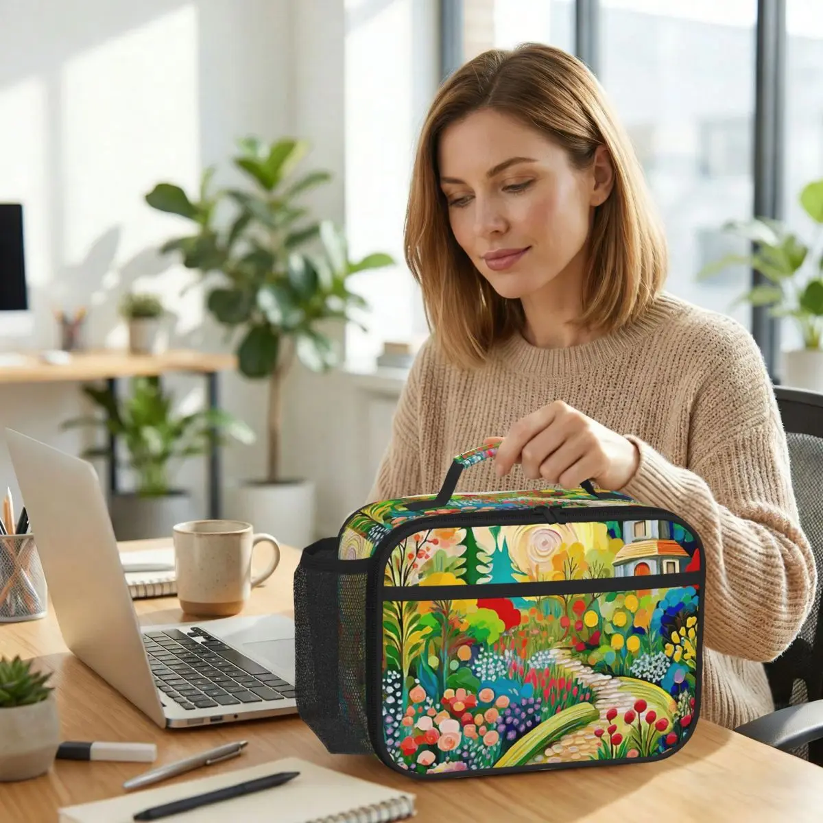 Gustav Klimt Flower Garden With Cottage Insulated Lunch Bag for Kids School Cooler Thermal Food Box Tote Lunch Boxes Container