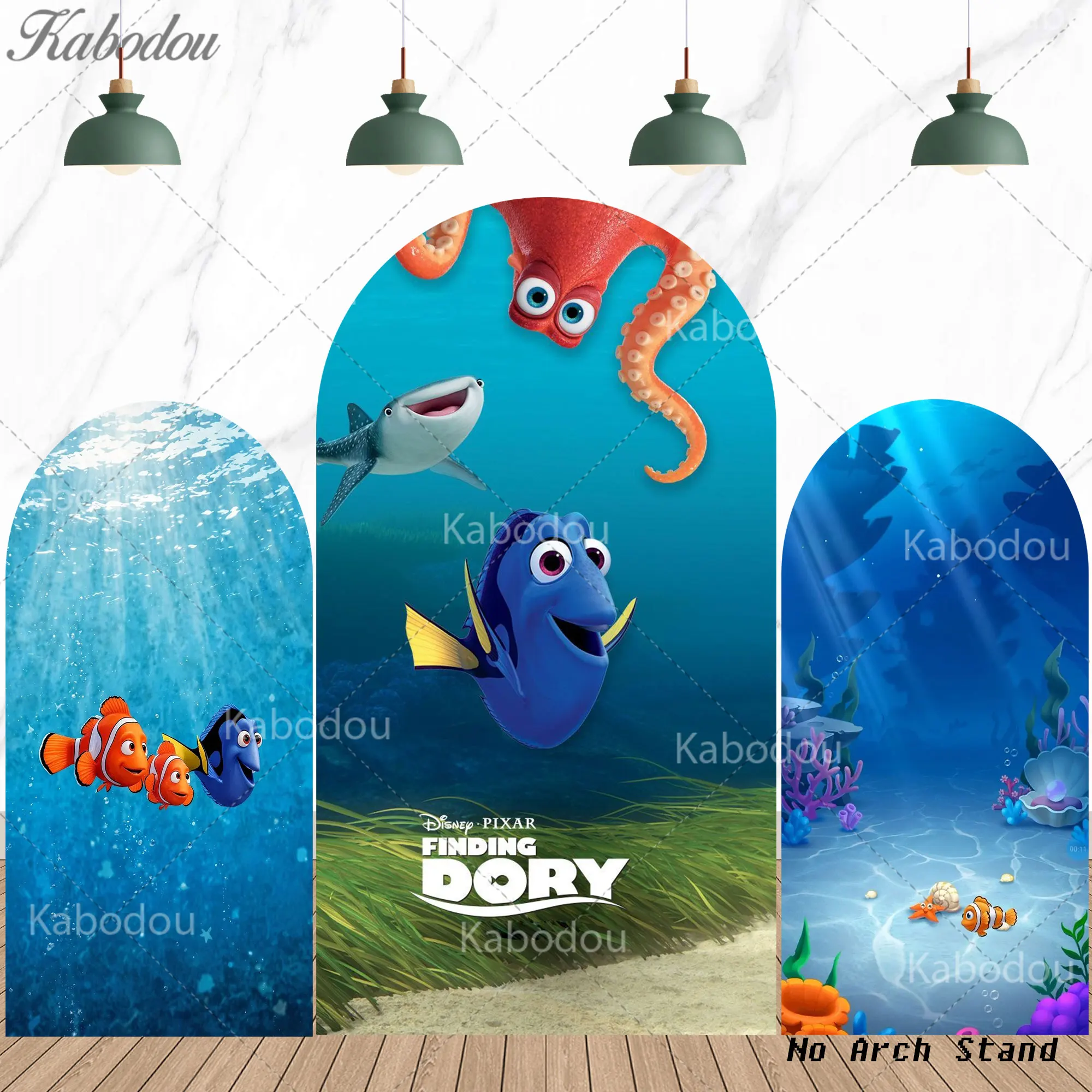 Finding Nemo Arch Backdrop Cover for Kid Birthday Baby Shower Fish Marlin Bruce Dory Squirt Under the Sea Photo Background Decor