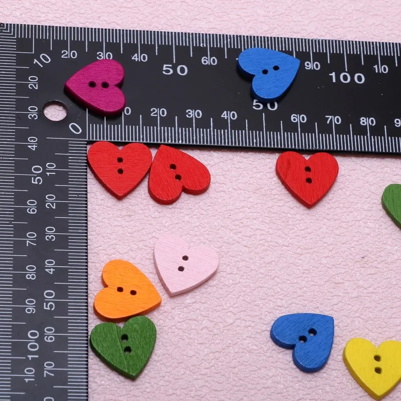 18mm Mixed Heart Kids Button 2-Holes Love Wooden Buttons Wedding Party Decor DIY Clothes Sewing Accessories 50Pcs