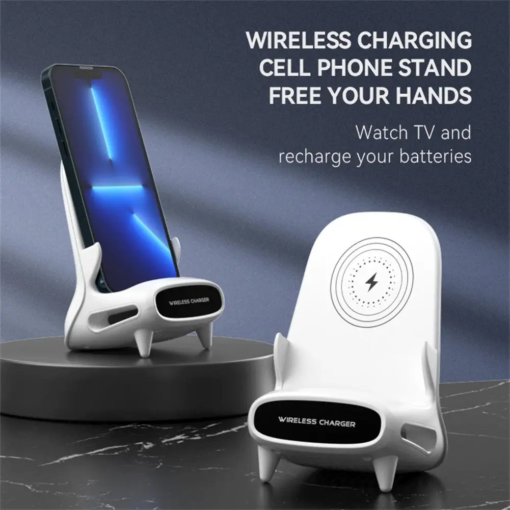 Multifunctional Portable Mini Chair Sound Desk Creative Mobile Phone Holder 15W Fast Charge Wireless Charger Office Desk Stand