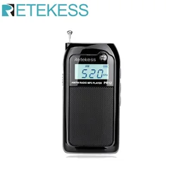 RETEKESS-Radio de bolsillo PR12 para ancianos, Mini receptor portátil con pantalla retroiluminada, FM, AM, USB, Mp3, estéreo Digital, compatible con tarjeta TF