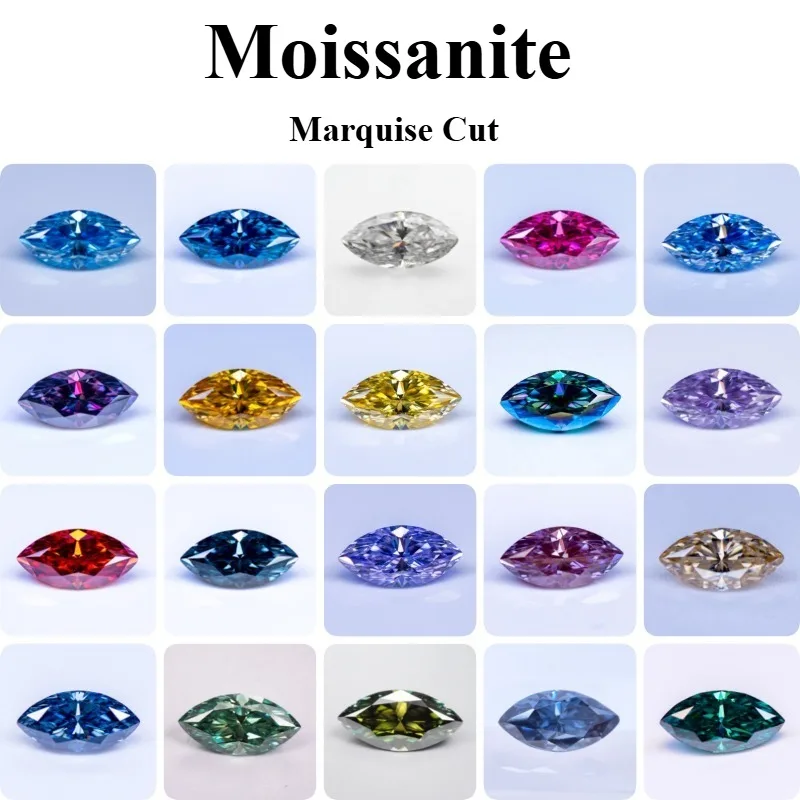

Moissanite Marquise Cut VVS1 with Certificate High Quality Loose Gemstones for Custom Jewelry Making