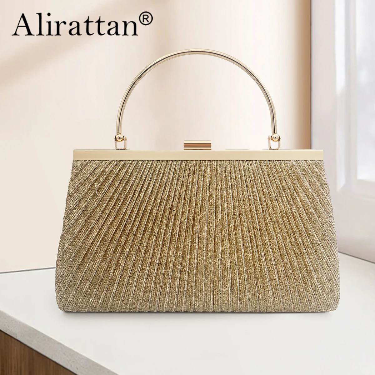 

Alirattan Rhinestones Women Metal Evening Clutch Bag Fashion Lady Female Diamond Super Mini Handbag For Wedding Bag