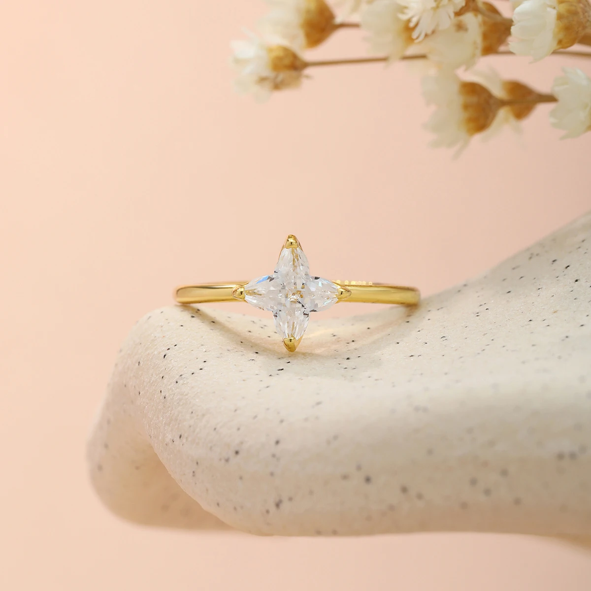Carat Four leaf clover Lab Grown Diamond Engagement Ring  Minimalist Ring Four leaf clover Ring