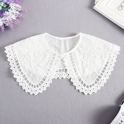 Pajarita de gasa para mujer, cuello falso, accesorios femeninos, blusas florales bordadas, Collar de muñeca dulce, Cuello de camisa desmontable