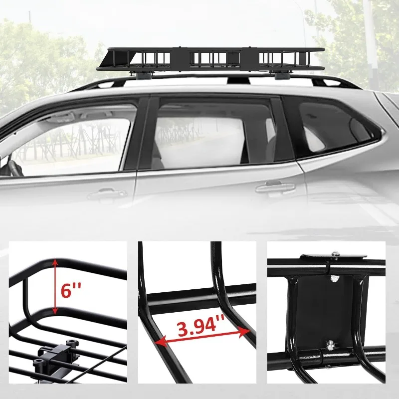 250LB Capacity Heavy Duty 64" x 39" Roof Rack Cargo Carrier Basket – Includes Cargo Net, for SUV/Truck/Van