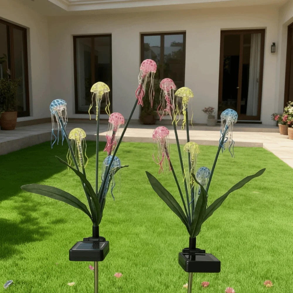 LED Solar Garden Lights Waterproof Decorative Solar Powered Lights Solar Powered Ground Plug Garden Decoration Lights Pathway