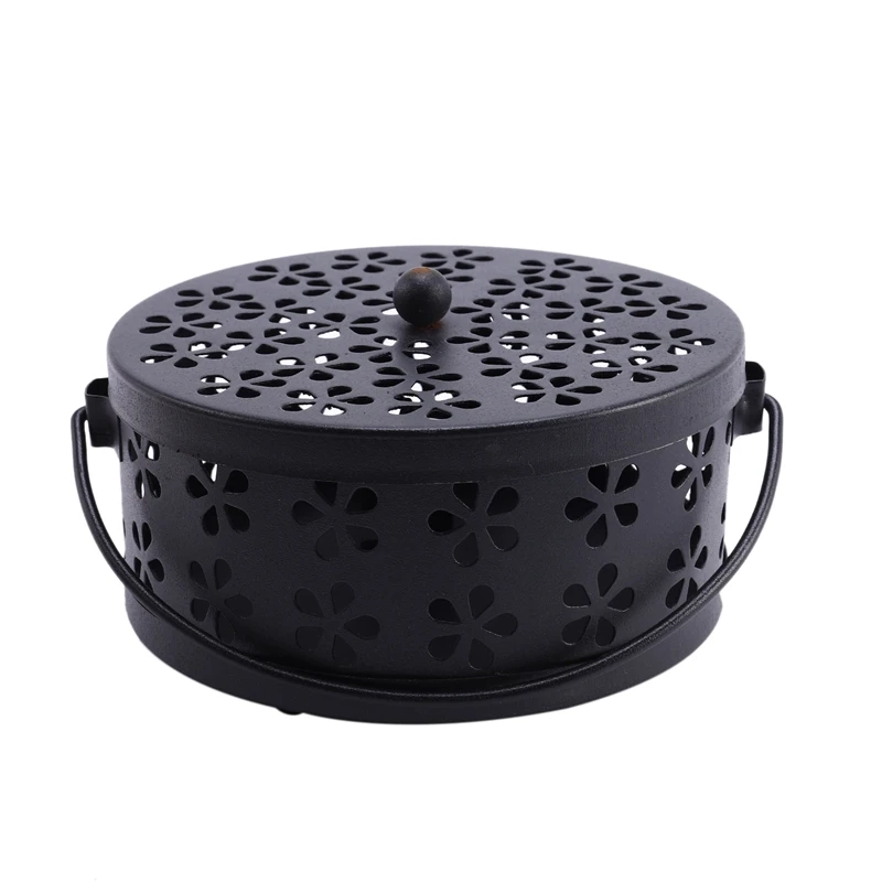 Scatola repellente per zanzare per bruciatore da giardino con supporto per bobina per zanzare floreale cavo in metallo retrò nordico