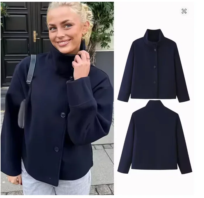 

5-цветная осенняя куртка-бомбер, женская однобортная куртка-стойка, свободное женское пальто, повседневный стиль, женская уличная короткая верхняя одежда, топы