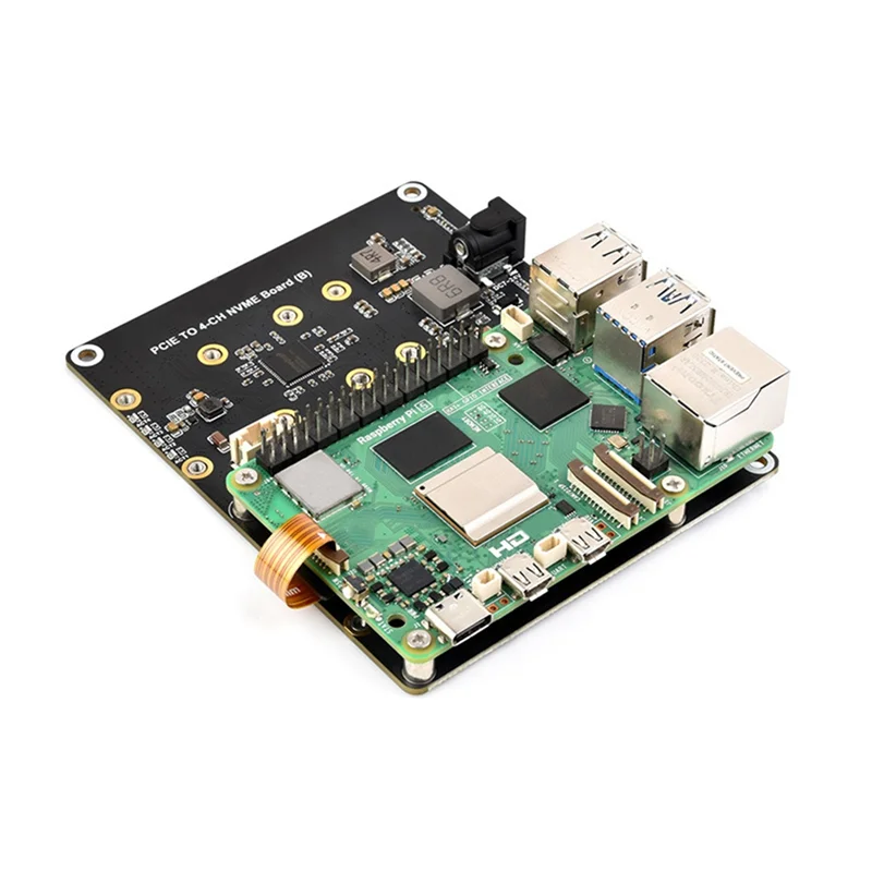 

Хорошо сделано-для Raspberry Pi 5 Pcie To4-CH M.2 Nvme SSD-адаптер, совместимая с жесткими дисками 2280/2260/2242/2230 M.2 Forpi5