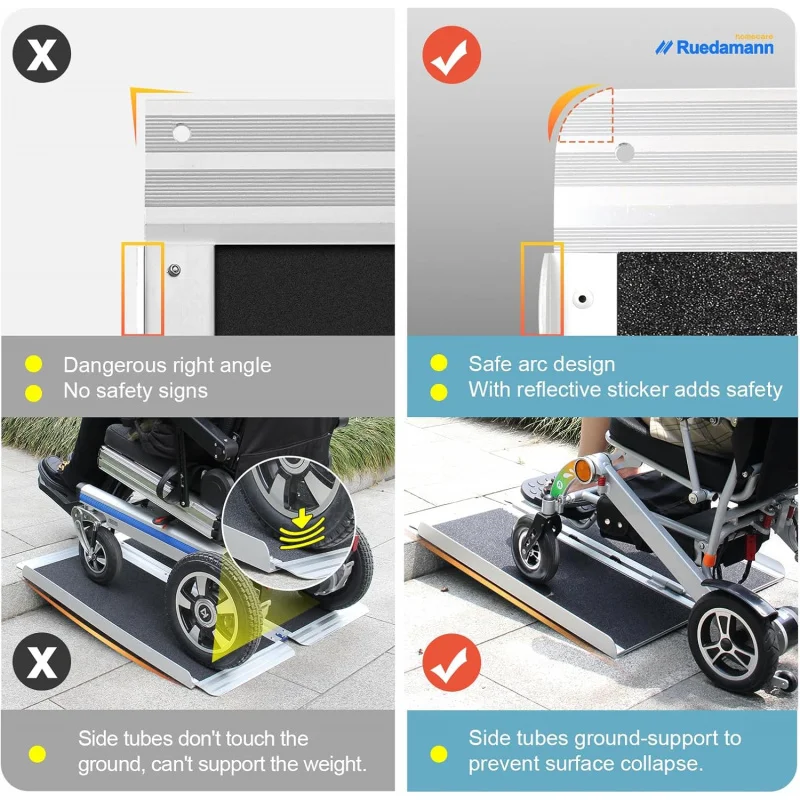 3FT Folding Wheelchair Ramps Doorways, Handicap Ramps Home, Portable Threshod Wheel Chair Ramps, Temporary Mobil