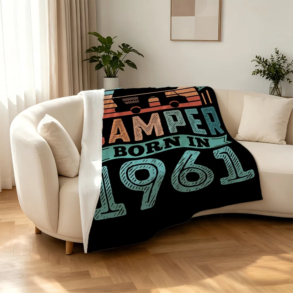 Large Retro Camper Born 1961 Never Underestimate Blanket Wall Tapestry Throw 150x200cm Vintage Decor