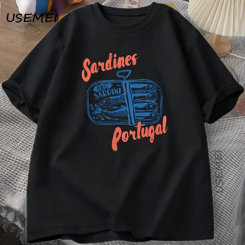 

Sardines Tinned Fish T-Shirt Portugal Tshirt Vintage Travel Fish T Shirt Graphic Tee Europe Style Casual Cotton Summer Clothes
