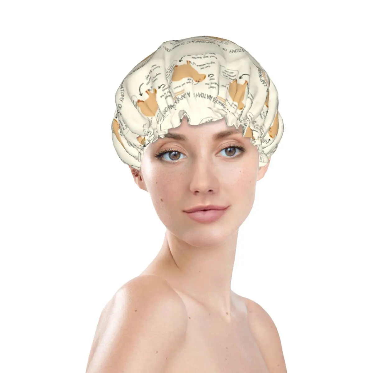 Custom Anatomy Of A Capybara Shower Cap Women Reusable Waterproof Oversized Bath Caps for Long Hair