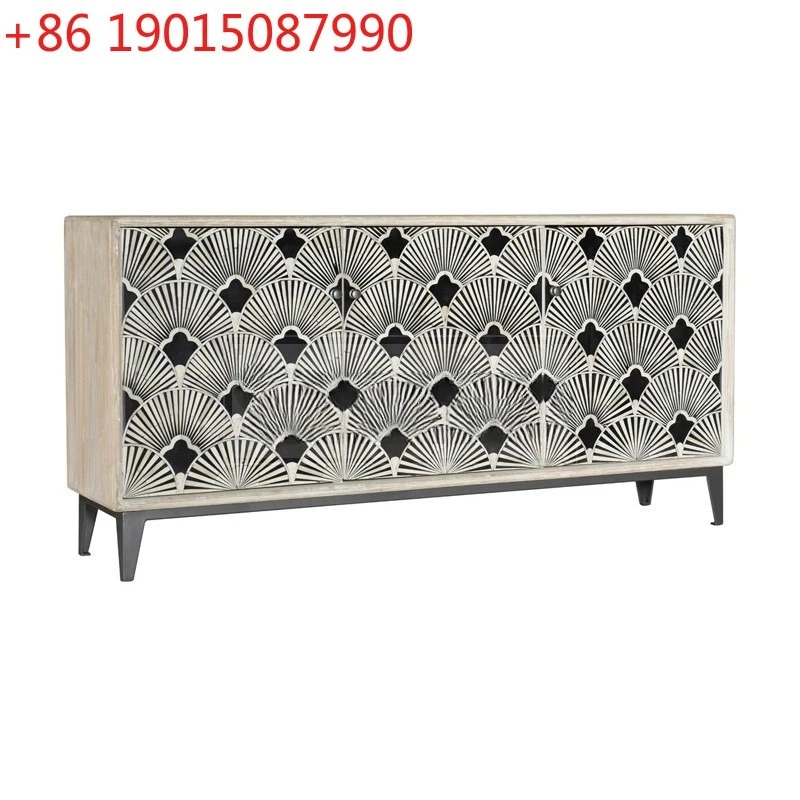 retro solid wood decorative cabinet foyer hand-painted entrance living room dining side cabinet partition