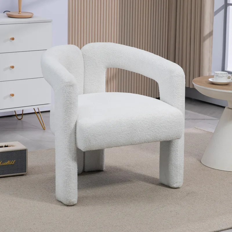 FENGSHUO Teddy Fabric Modern Design Dining Chair Open-back Modren Kitchen Armchair For Dinging Room Highly Creative And Simple