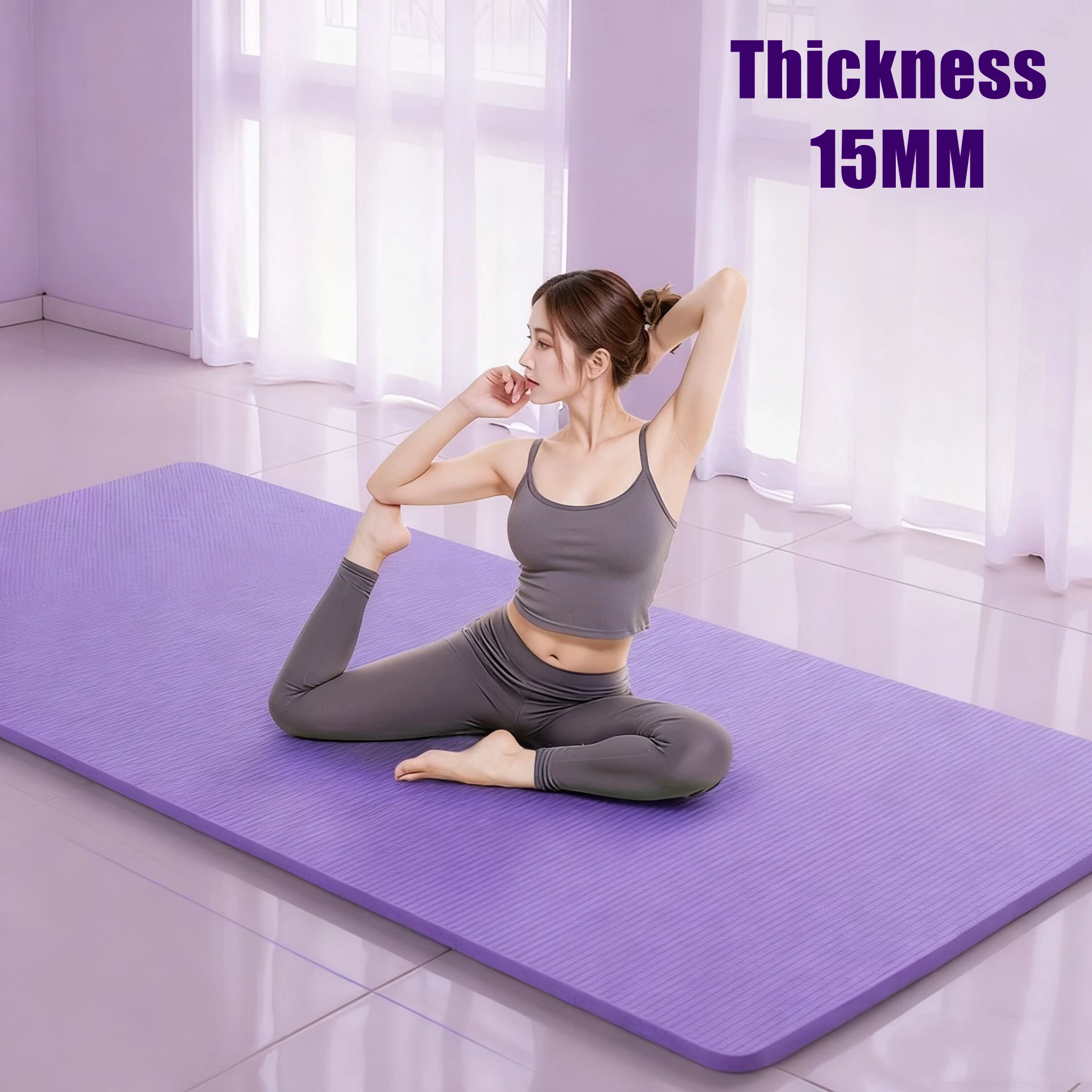 

Yoga Mat Picnic Mat 185x61cm 15MM Thicken NBR Moisture-proof Outdoor Non-Slip Durable Camping Exercise Gym Fitness Workout