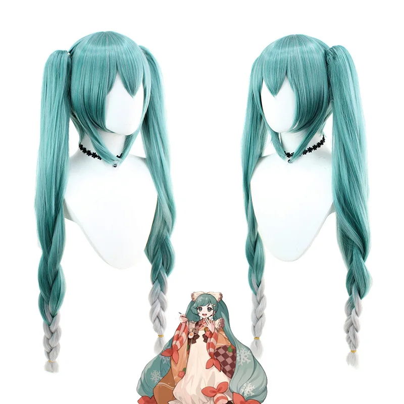 VOCALOID Snow Miku 2024 Cosplay Wigs VOCALOID Cos Miku Cosplay Heat Resistant Synthetic Hair + Wig Cap