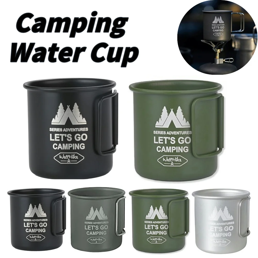 300ML Camping Mug with Foldable Handle Aluminium Alloy Tea Beer Coffee Mug Outdoor Camping Picnic Cooking Utensils Water Mug Cup