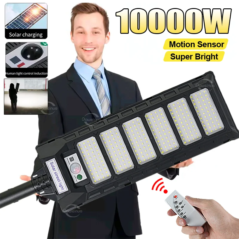 

Супер яркий 10000W / 5000W / 500W наружный солнечный свет 300 ° широкоугольный датчик движения уличный свет наружная высокомощная светодиодная уличная лампа