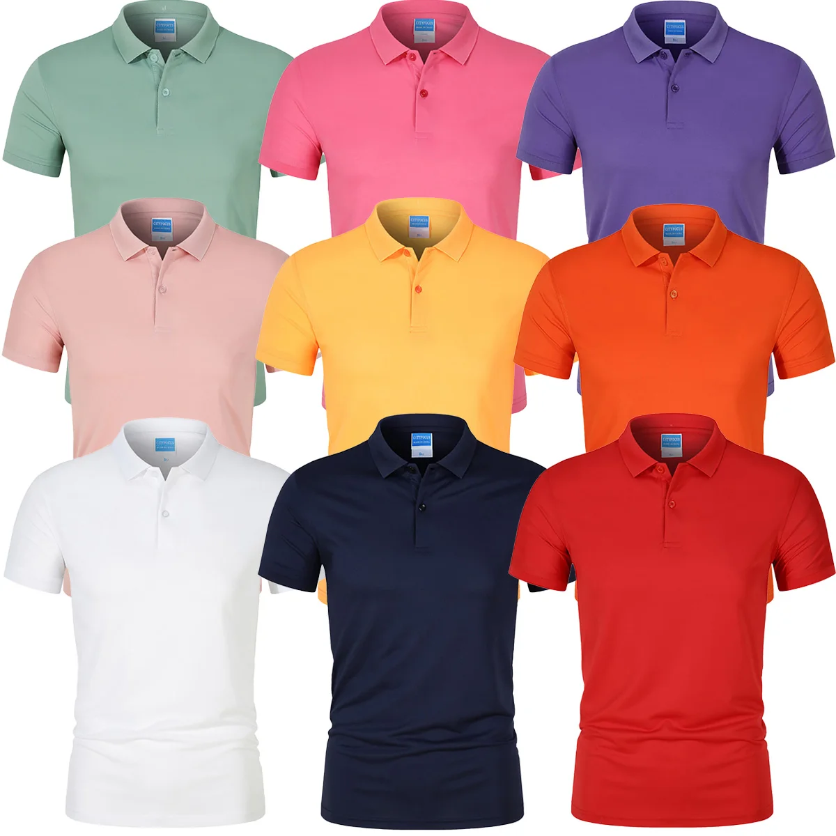 

Men's POLO Shirt Solid Color Short Sleeved Top Spring Summer Team Workwear Customized Colors Choose From