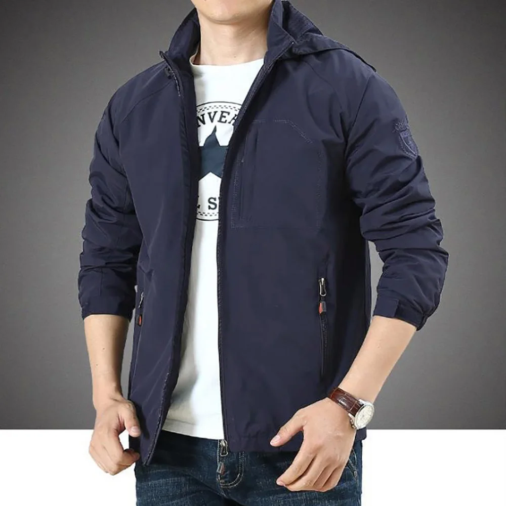 الرجال سترة في الهواء الطلق يندبروف مقنعين جاكيت زيبرا معطف ربيع الخريف مقاوم للماء تنفس التخييم المشي لمسافات طويلة أبلى